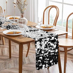 VHH Sequin Table Runner 12 x 108 inches Black Table Runner, Glitter Runner for Party Wedding Birthday, Party Spring Easter Rustic, Birthday Supplies Decorations (1 Pack).