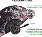 Amajiji 8.27"(21cm) Hand Held Bamboo Silk Folding Fan Hand Fan,Chinese/Japanese Charming Elegant Vintage Retro Style,Women Ladys Girls Best Gifts (Black Butterfly)