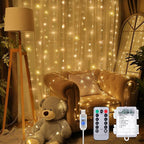Meonum Curtain Tapestry Backdrop String Lights, Each 13 Strings 6.6 x 5 ft Tapestry Fairy String Light, 8 Modes Window Wall Hanging Light Strings for Bedroom Christmas Curtain Decor(1 Pack)