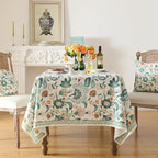 patdrea Designer Green Rectangle Table Cloth,Vintage Italian Floral Country Linen Breathable Tablecloth,Decor Cover for Kitchen Dining,Christmas,Tea Party,Thanksgiving,63"x94"-Tree Life