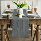 Artoid Mode Dark Grey Farmhouse Woven Rustic Hollow Table Runner, Seasonal Holiday Hollow Kitchen Dining Table Decoration for Home Party Decor 12x72 Inch