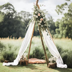 Wedding Arch Draping Fabric 3 Panels 30" X 20FT Sheer Arch Drapes Fabric White Backdrop Curtains for Wedding Arbor Ceremony Birthday Party