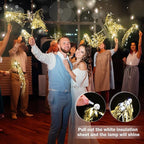 100 Pcs Lighted Wedding Wands LED Tinsel Wands Light up Streamers Sparklers for Wedding Send Off and Exits Birthday Party Props Favors(Gold)