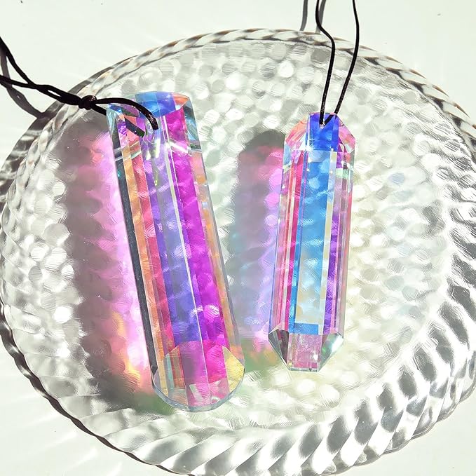 3Pcs 5-inch Crystal Sun Catcher Prisms for Windows Garden Patio,AB Colored Hanging Suncatchers with Glass Prism Rainbow Maker Ideal