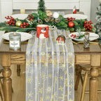 Artoid Mode Gold Snowflakes Christmas Gauze Table Runner 120 Inch 10FT, Winter Seasonal Sheer Dining Holiday Wedding Table Decor for Home Party