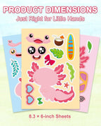 Aowplc 32 Sheets Axolotl Make-a-Face Stickers Mix 'n Match Crafts for Kids Axolotl Party Favors & Activities