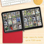 Trading Card Binder 12 Pocket, 720 Pockets Card Binders, Card Collection Binder, Card Album Folder for MTG, TCG, Sports Cards, Game Cards (Red)