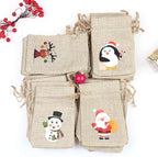 CCINEE 96pcs Christmas Burlap Gift Bags with Drawstrings Candy Goody Treat Bags with Double Jute Drawstrings 4X6 Inch