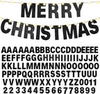 TaoBary 112 Pcs DIY Letter Kit Glitter Customizable Banner Letters Include 107 Letters and Numbers 3 Rope and 2 Needles for Birthday Halloween Christmas Wedding Valentine Party Decor(Black)