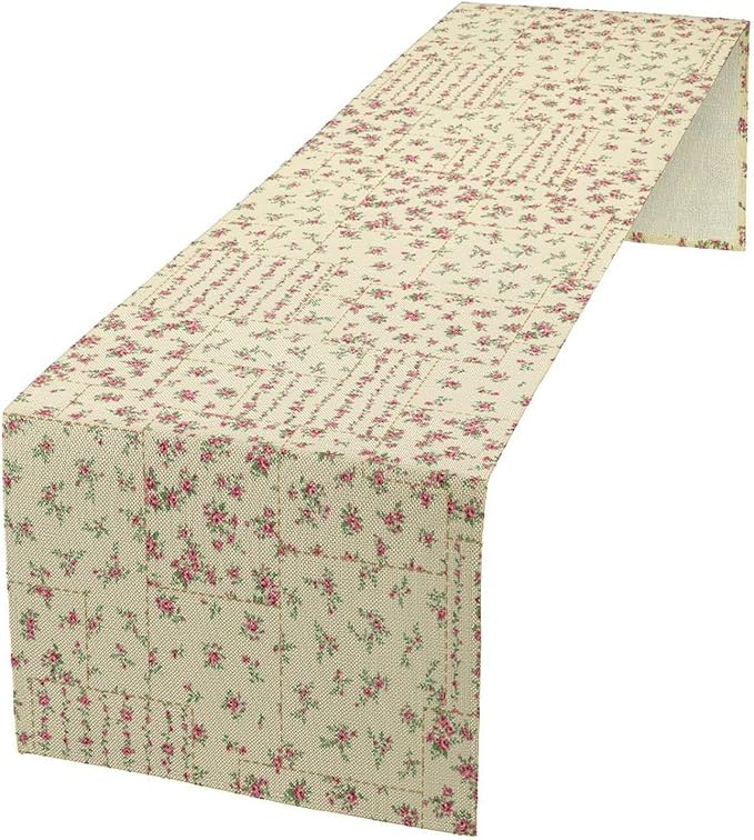 Floral Table Runner, Watercolor Rose Flower Kitchen Table Decoration Vintage Spring Home Tablecloth for Birthday Party Picnic Decoration 13x108 Inch 1PCS