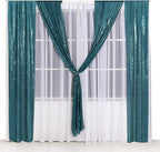 Poise3EHome 2ft x 8ft Teal Sequin Backdrop Curtains 2 Panels for Photography Party Decoration, Teal