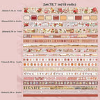 18 Rolls Washi Tape Set for Crafts and Journaling DIY Vintage Floral Tape Scrapbooking Supplies washi Tape for journaling Decorative Tape for Crafts