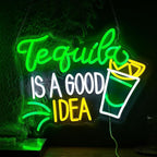 Tequila Is A good Idea Neon Sign LED Tequila Light Up Sign for Wall Decor Dimmable USB Tequila Neon Light Signs for Beer Bar Home Party Music Festival Man Cave Restaurant