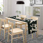 Cow Skin Print Table Runner, Rustic Country Farm Fur Skin Cowhide Pattern Western Style Black White Print Table Runner for Home Kitchen Dinning, 13x60 Inch