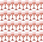 Plastic Wine Glasses，Plastic Goblets Vintage Style Cordial Drinking Glasses for Wedding Reception, Grand Event Party Supplies (48, Rose Gold)