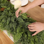 6FT Real Touch Cedar Garland - Artificial Christmas Garland Fake Green Faux Thick and Lush Pine Needles Garlands for Table Fireplace Mantle Holiday Home Indoor Outdoor Decor (1PCS)