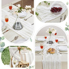 6 Pack White Cheesecloth Table Runner 10FT Long Boho Gauze Table Runner Rustic Sheer Runner for Wedding Bridal Baby Shower Birthday Party Table Decor Thanksgiving Christmas Decorations