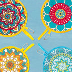 4pcs Mandala Round Foldable Hand Fan Japanese Foldable Fan Style Handheld Compact Cooling Fans,Round Folding Fan for Outdoor Games,Xmas Decoration,Festival,Party Favors,Travel,Events