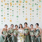 Sage Green Gold 40th Birthday Decorations Number 40 Circle Dot Twinkle Star Garland Streamer Banner Backdrop for Women Mens Cheers to 40 Years Old Birthday Happy 40th Anniversary Party Supplies