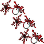 Napkin Rings Set of 12 for Dining Table Decoration Parties Everyday Metal Napkin Holder Leaf Red (Pack of 12)