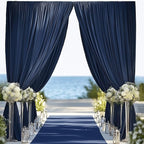50ftx12ft Wrinkle Free Navy Blue Backdrop Curtain, 10 Panels 12FT Height Navy Blue Wedding Backdrop Drapes, Silky Polyester Back Drop Cloth for Birthday Photography Background Party Backdrop Draping