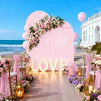 6FT Pink Arch Backdrop Cover - Polyester Fitted Wedding Arch Stand Covers Round Top Chiara Arch Backdrop Cover for Birthday Party Banquet Photo Background Decoration
