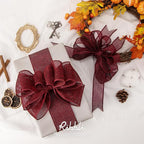 Ribbli Burgundy Burlap Wired Ribbon,1-1/2 Inch x 10 Yard, Wired Edge Ribbon for Big Bow,Wreath,Tree Decoration,Outdoor Decoration