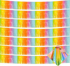 10 Pack 10 Feet Foil Fringe Garland Metallic Tinsel Streamers Banner Wall Hanging Curtain Backdrop for Parade Floats, Bachelorette, Wedding, Birthday, Easter, Carnival Party Decorations(Rainbow)