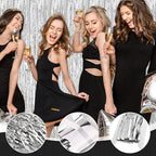 24 Pack Silver Metallic Foil Fringe Curtains, 3.2ft x 8.2ft Foil Fringe Curtain Backdrop Foil Streamers Party Supplies Tinsel Curtain Backdrop for Parties/Birthday/Halloween/Photo Booth