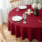 Biscaynebay 2 Pack Textured Fabric Round Tablecloths 60", Red Water Resistant Tableclothes Small Circle Folding Table Covers Linen for Dining, Kitchen, Wedding, Parties etc Machine Washable