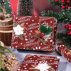 LeZakaa Christmas Wrapping Paper Roll - Red Flower & Merry Christmas Letter Pattern for Holiday, Party - 17 inches x 32.8 Feet (46.45 sq.ft.)