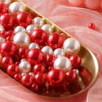 200 Pcs Vase Filler Beads White and Red Pearl Beads for Vase No Hole Pearls for Centerpieces Vases Home Table Party Decor Wedding DIY 8/14/20mm
