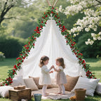 4 Packs Artificial Rose Garland: 31.48Ft Each Fake Flower Vine with Improved Color & 10 Ties for Wedding Arch Backdrop, Home Wall Party Decor, Christmas Decor, Red