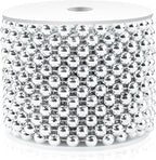 Craft String Pearls 8MM Pearl Bead, 33 Feet Silver Faux Pearl Garland Spool Roll Strand Wedding Party Decoration, Christmas Tree Decorations