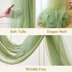 Wedding Arch Draping Fabric Backdrop 1 Panel 30" x 19Ft Sage Green Drapes Curtains for Wedding Reception Sheer Tulle Backdrop Curtain for Ceremony Birthday Party Baby Shower Arbor Ceiling Decorations