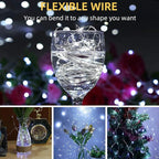 LAMPHOME 6 Pack Fairy Lights Battery Operated String Lights 6.6ft 20 Led Mason Jar Lights Waterproof Silver Wire Light Fireflies DIY Party Wedding Christmas Decoration(6 Pack,White)