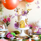 JeVenis Purple Fairy Cake Decoration Mushroom Cake Decoration Fairy Cake Decoration Garden Fairy Cake Decoration Flower Cake Decorations