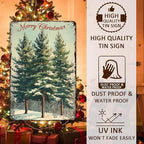 Vintage Christmas Decor Sign Christmas Tree Metal Tin Sign Merry Christmas Retro Tin Sign for Holiday Wall Decor Outdoor Cafe Living Room Bedroom 8x12Inch
