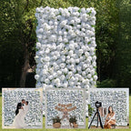 Artificial Flower Wall Panels, Gorgeous 5D Silk Luxury Floral Backdrop Decor for Wedding Celebrations, Festive Party and Home Decorating, Quick Assembly and Storage, 4ft*8ft