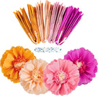 SUNBEAUTY 4 PCS 20" Hot Pink Orange Fall Birthday Party Decorations Giant Paper Flowers Large Crepe Tissue Pompoms Sunset Autumn Women Girls DIY for Wedding Backdrop Bridal Baby Shower Thanksgiving