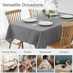 maxmill Rectangle Linen Texture Tablecloth Stain Proof Waterproof Wrinkle Free Washable Dining Table Cloth Wipeable Fabric Table Cover for Dining Room Farmhouse Tablecloths, 60 x 120 Inch, Dark Grey