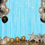 3 Pack Foil Fringe Backdrop - Pastel Blue Shiny Tinsel Curtains for Party Decoration/Photo Booth Props - 3.3x8.2 FT Metallic Foil Backdrop for Birthday, Wedding, Graduation, Christmas.