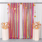 ShinyBeauty Sparkle Backdrop Curtain 2 Panels Set Sequin Photo Backdrop 2FTx8FT Sequin Backdrop Curtain Pack of 2~1220S (2FTx8FT, Rainbow)