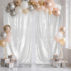 SquarePie Sequin Backdrop Curtain 8FT x 10FT Silver Satin Backing Fabric Photography Background for Wedding Patry 4FT x 10FT 2 Panels