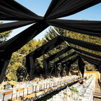 6 Panels Black Ceiling Drapes for Wedding 5ftx30ft Chiffon Fabric Arch Draping Curtains Sheer Drapery for Party Ceremony Birthday Baby Shower Reception Stage Swag Ceiling Decorations