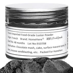 HomeHere Edible Luster Dust Food-Grade Glimmer Powder Glitter for Cake Decorating 7g, Edible Sprinkle Glitter for Cocktails Drinks Baking Candy Dessert Chocolate Vegan Tasteless, Black