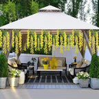36 Pack Wisteria Hanging Artificial Flowers Fake Flowers Ratta Hanging Garland Silk Flowers String for Home Garden Party Wedding Backdrop Arch Decor (Yellow)