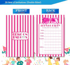 Pink Girl Birthday Invitations for Girls, Girls Pink Birthday Party Invitaions for Party Invites, 4x6 Inches, 30 Sets with Envelopes