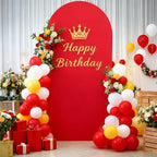 6FT Red Arch Cover - Polyester Fitted Wedding Arch Stand Covers Round Top Chiara Arch Backdrop Cover for Birthday Party Banquet Photo Background Decoration