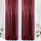 ShinyBeauty Sequin Curtains Panels Burgundy Backdrop Curtain 4 Pieces Photobooth Shimmer Background Glitter Fabric Maroon Christmas Backdrops Party Birthday Wedding Decor (2Ftx8Ft)